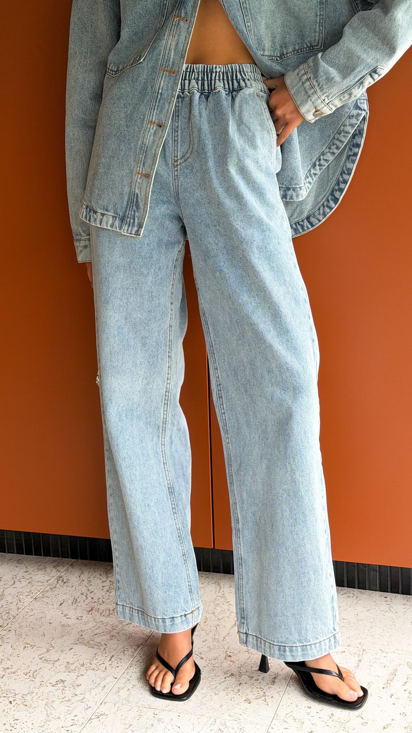 Zina Denim Pants - Mid Blue