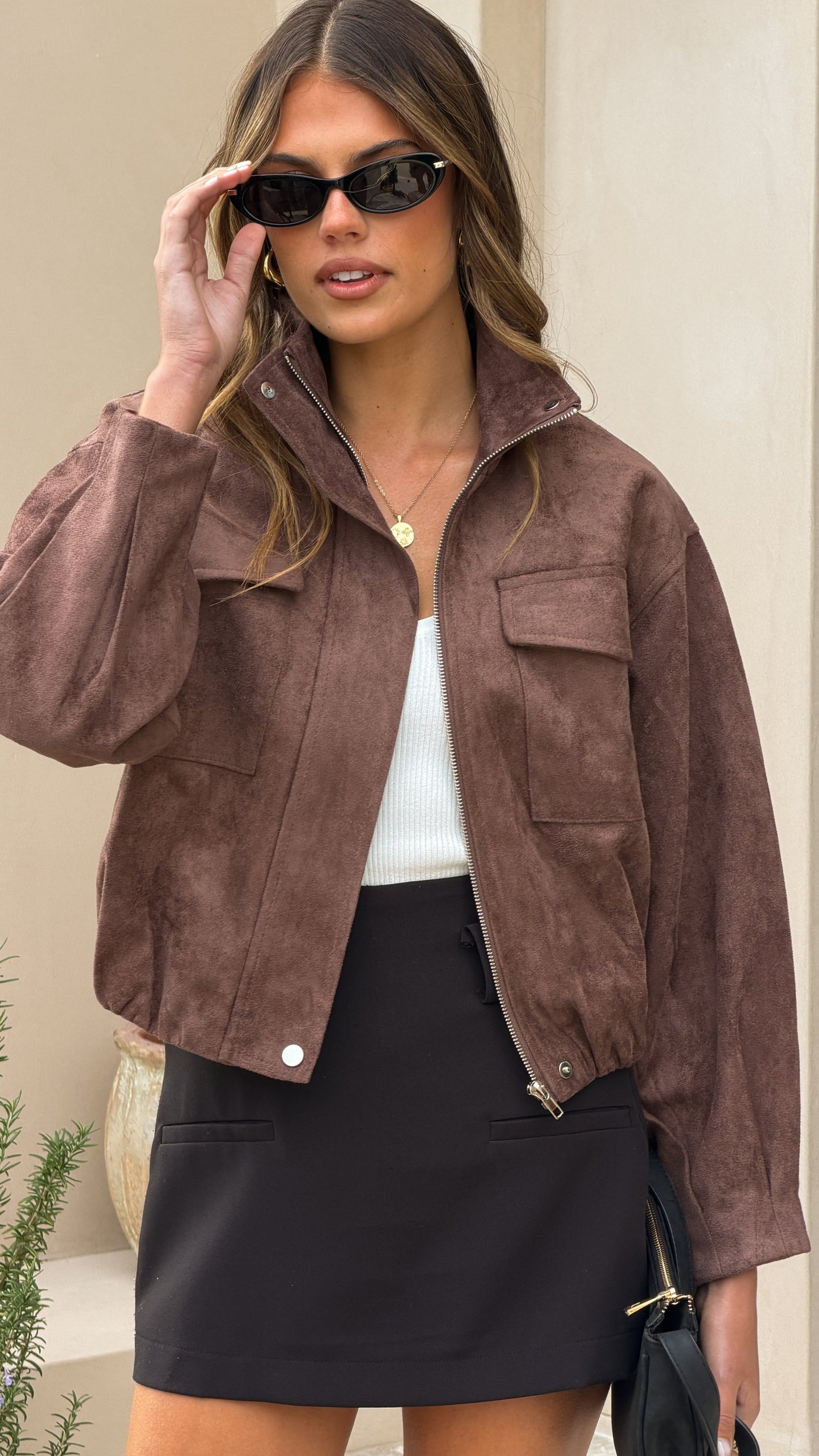 Josh Funnel Neck Jacket - Chocolate