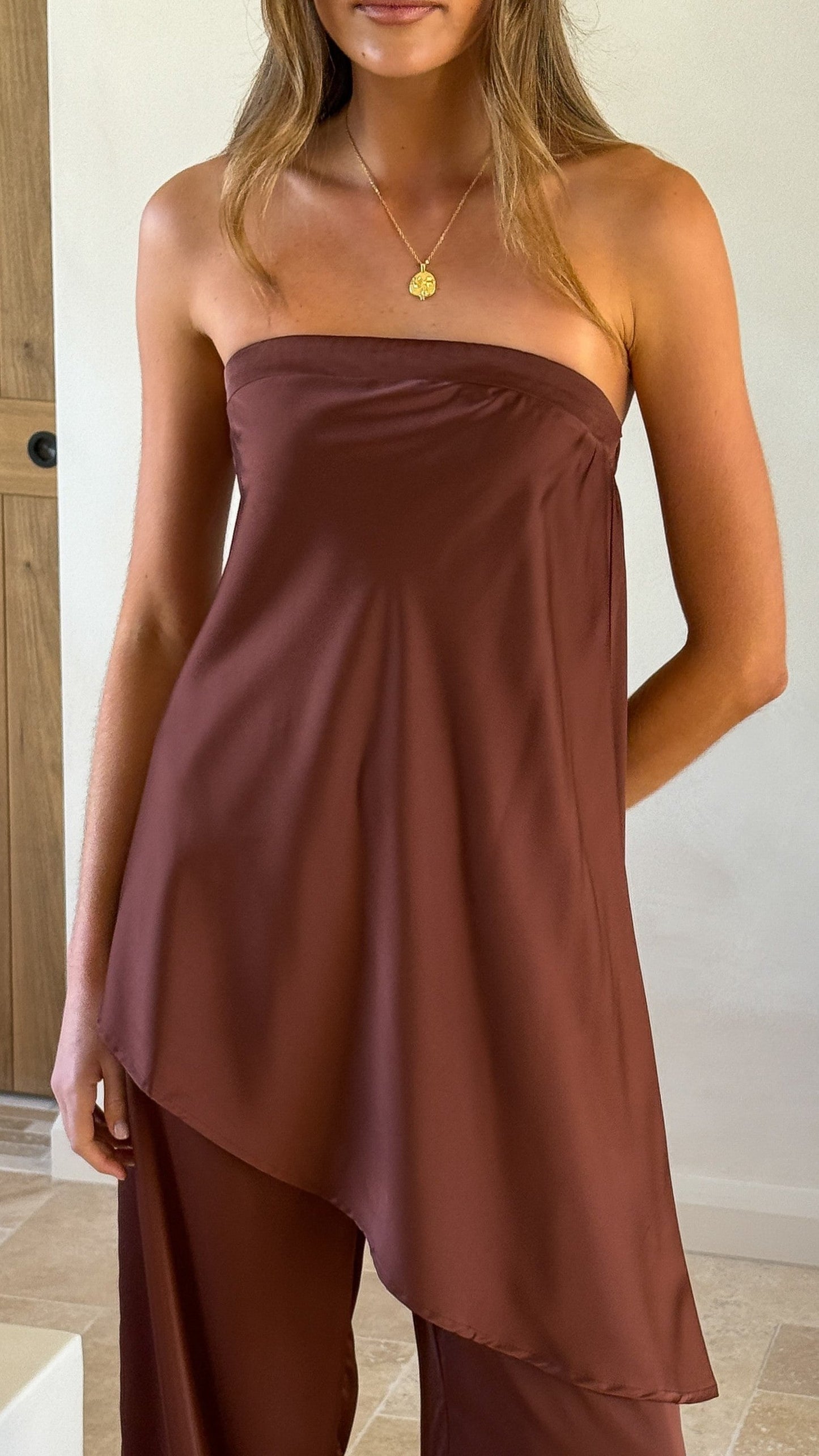 Tova Strapless Top - Chocolate
