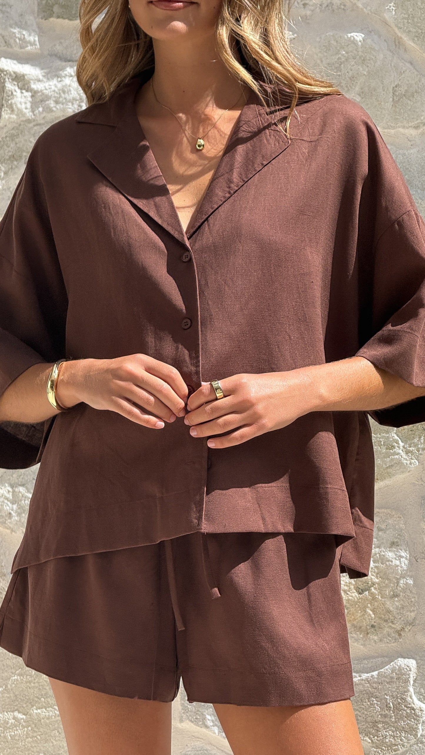 Luna Button Up Shirt - Chocolate