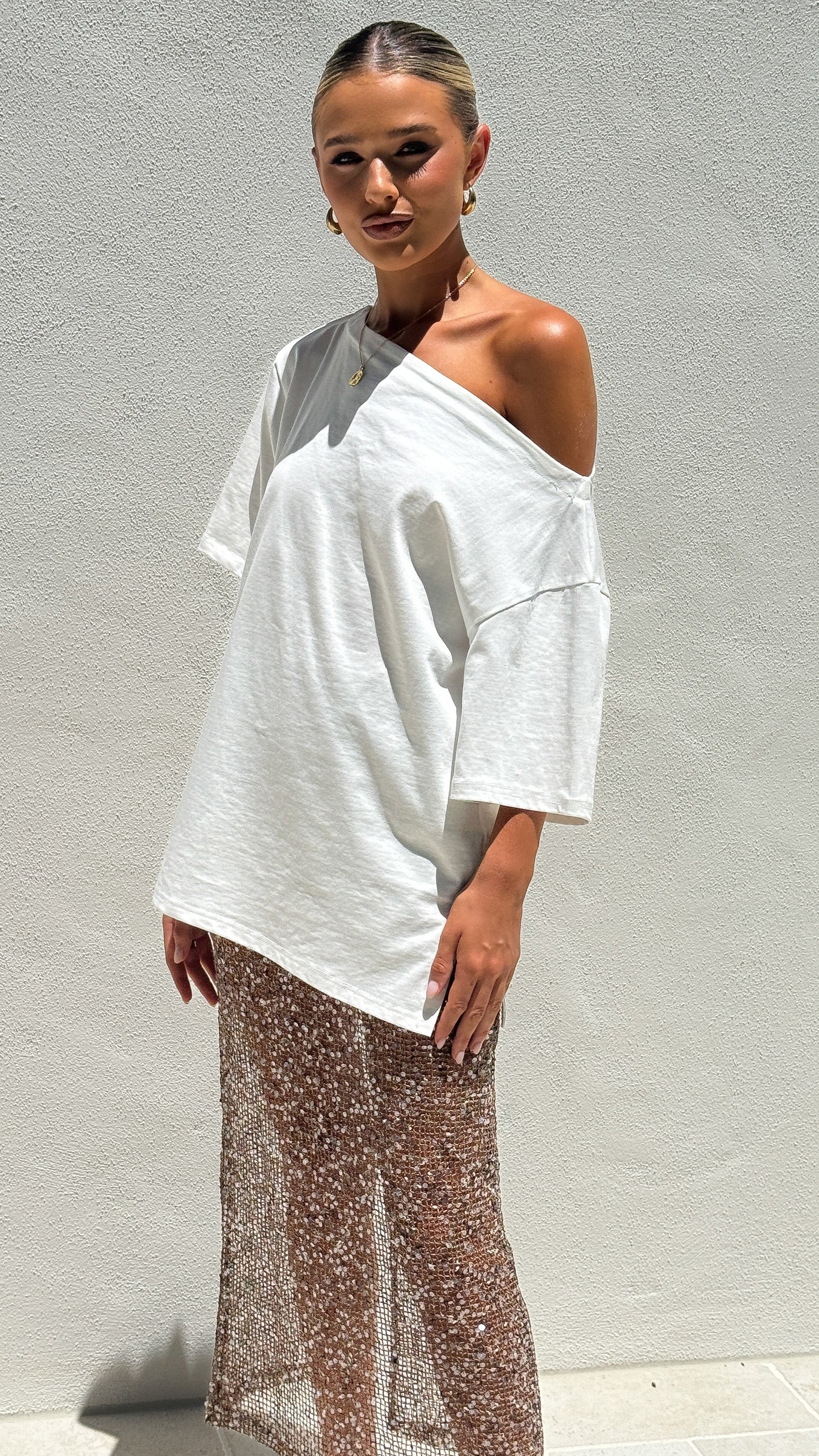 Verlo Sequins Maxi Skirt - Mocha