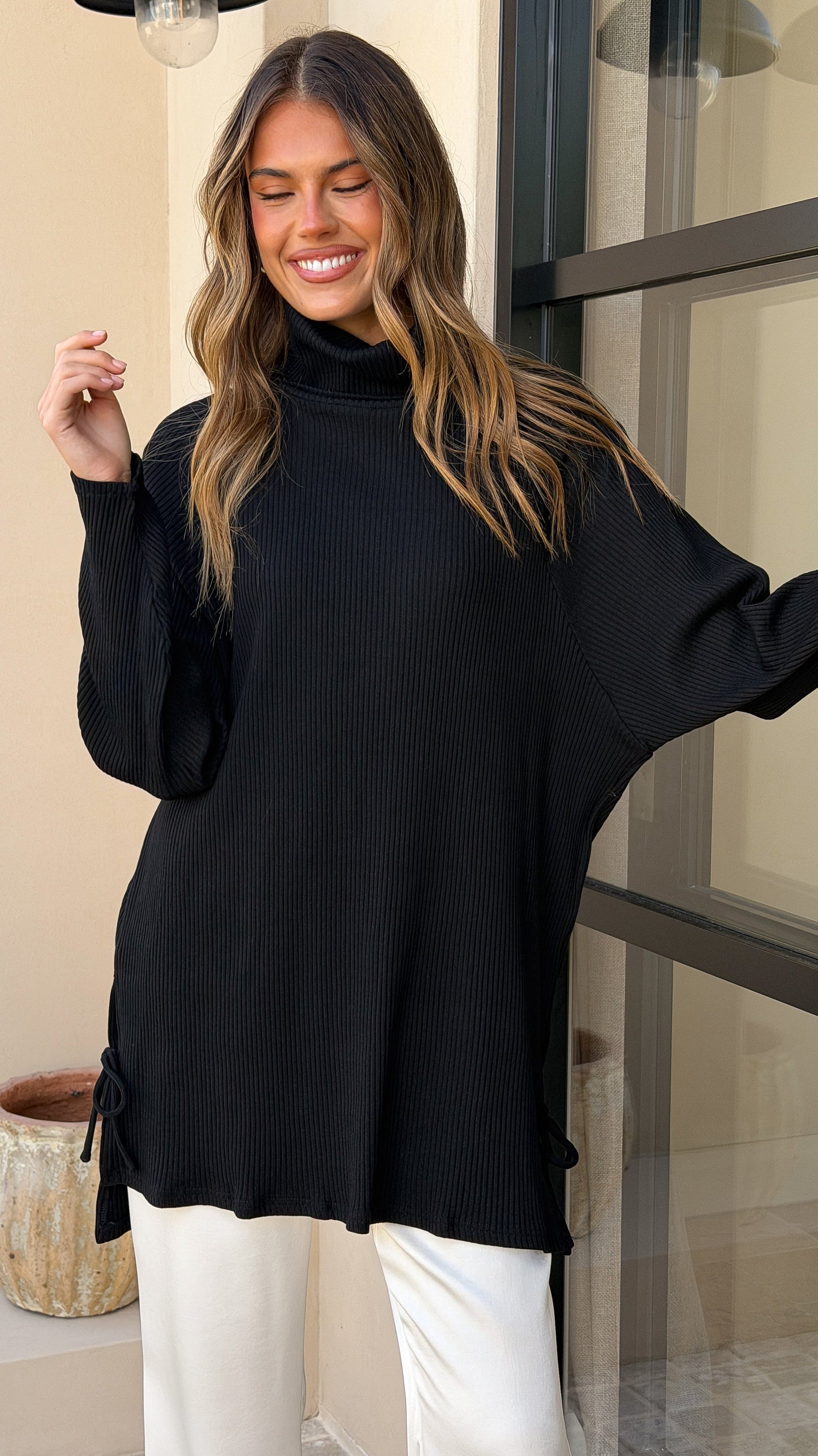 Ravio Oversized Rib Knit - Black