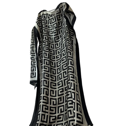 Stylish Loose Kaftan Dress with Scarf - WINI