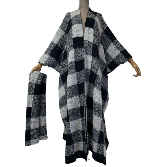 Minimalist plaid Maxi Cardigan - WINI