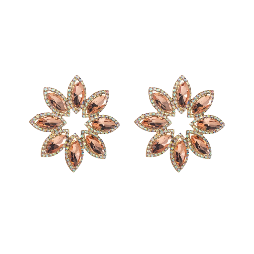 High-End Diamond Flower Earrings