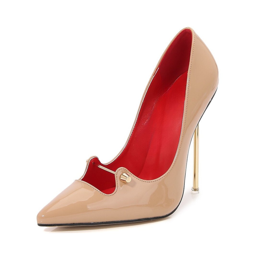 Metal Stiletto Pointed Toe Shallow Mouth Pumps