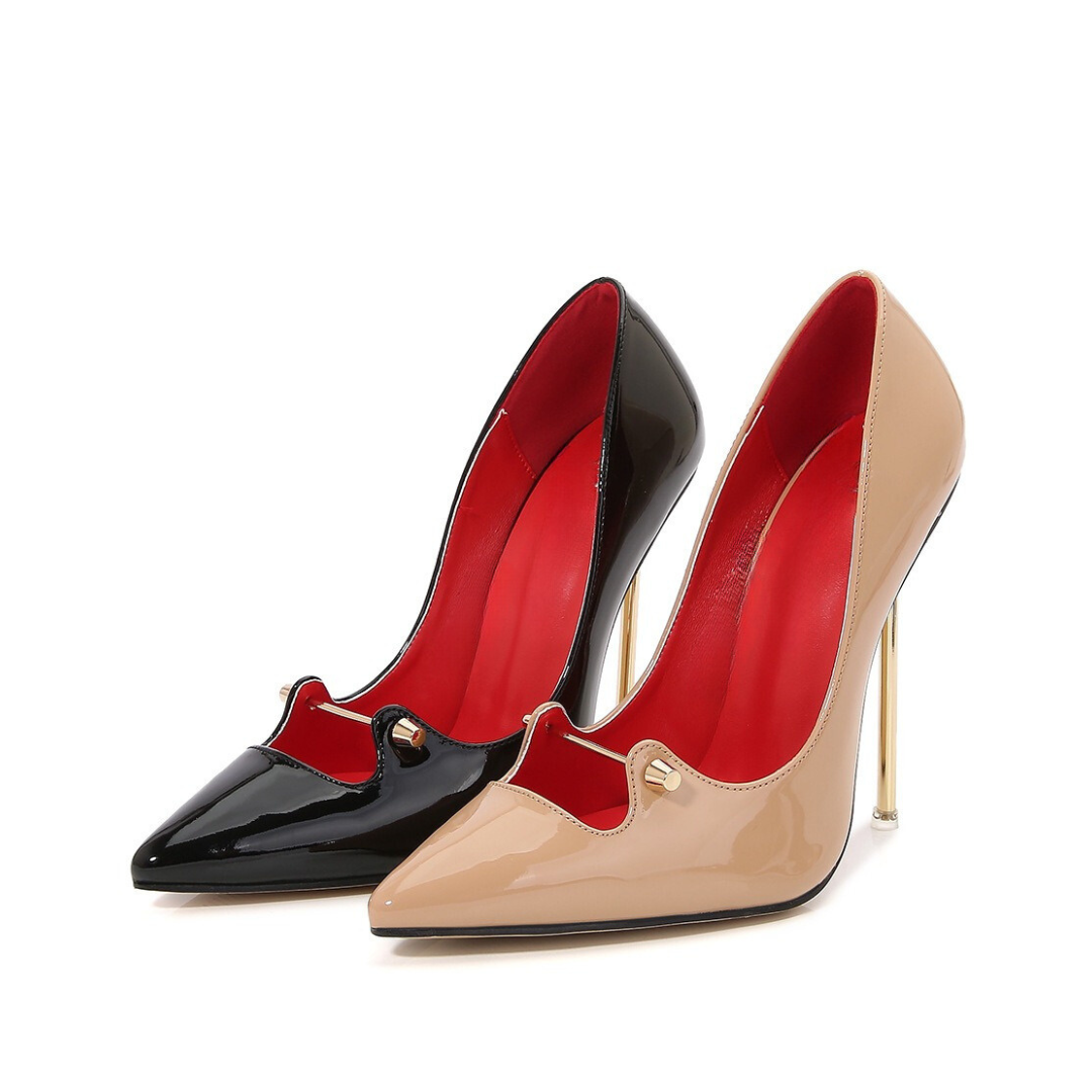 Metal Stiletto Pointed Toe Shallow Mouth Pumps
