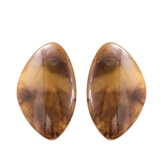 Oval Resin Beaded Pendant Earrings