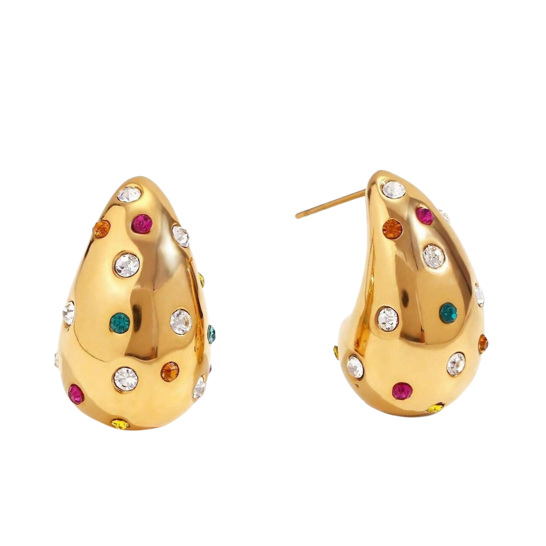 Diamond Studded Colorful Stud Earrings