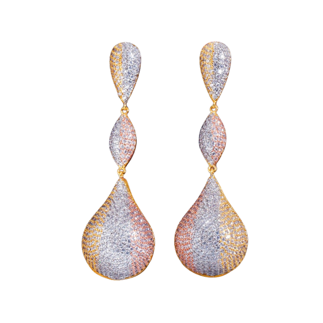 Micro-Paved Zirconia Irregular Earrings