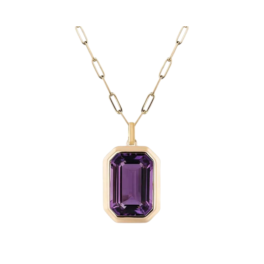 Rock Candy Zircon Pendant Paper Clip Chain Necklace