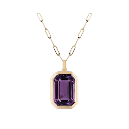 Rock Candy Zircon Pendant Paper Clip Chain Necklace