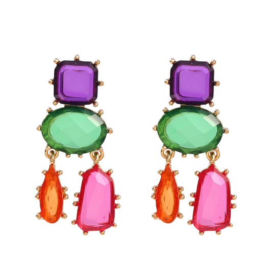 Colorful Exaggerated Multi-Layered Geometric Earrings