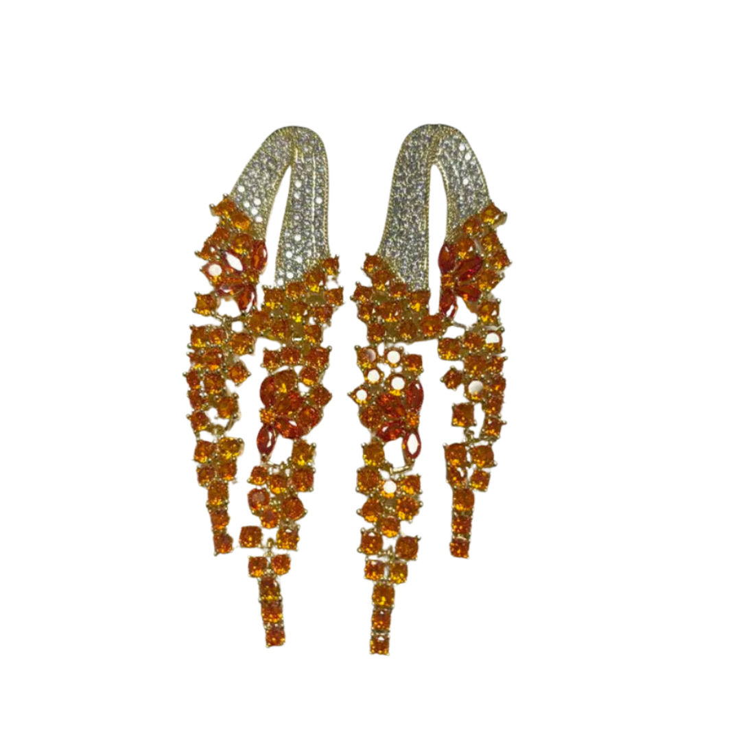 Zircon Long Tassel Earrings