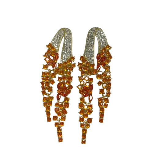 Zircon Long Tassel Earrings
