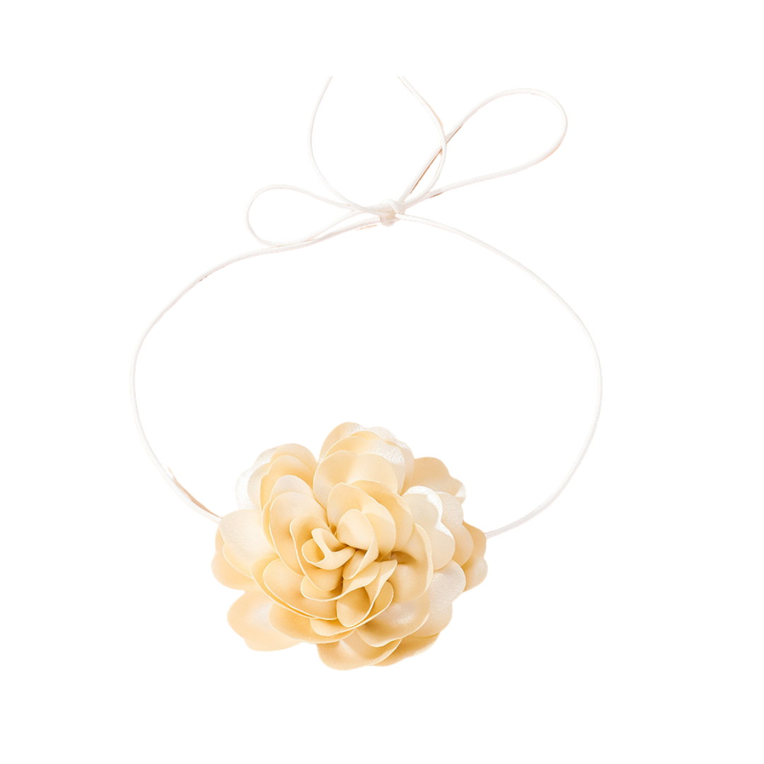 Retro Exaggerated Large Flower Tie Collar Neck Strap Necklace