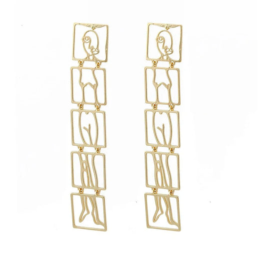 Pre Order:  Body Individuality Statement Gold Dangle Drop Earrings