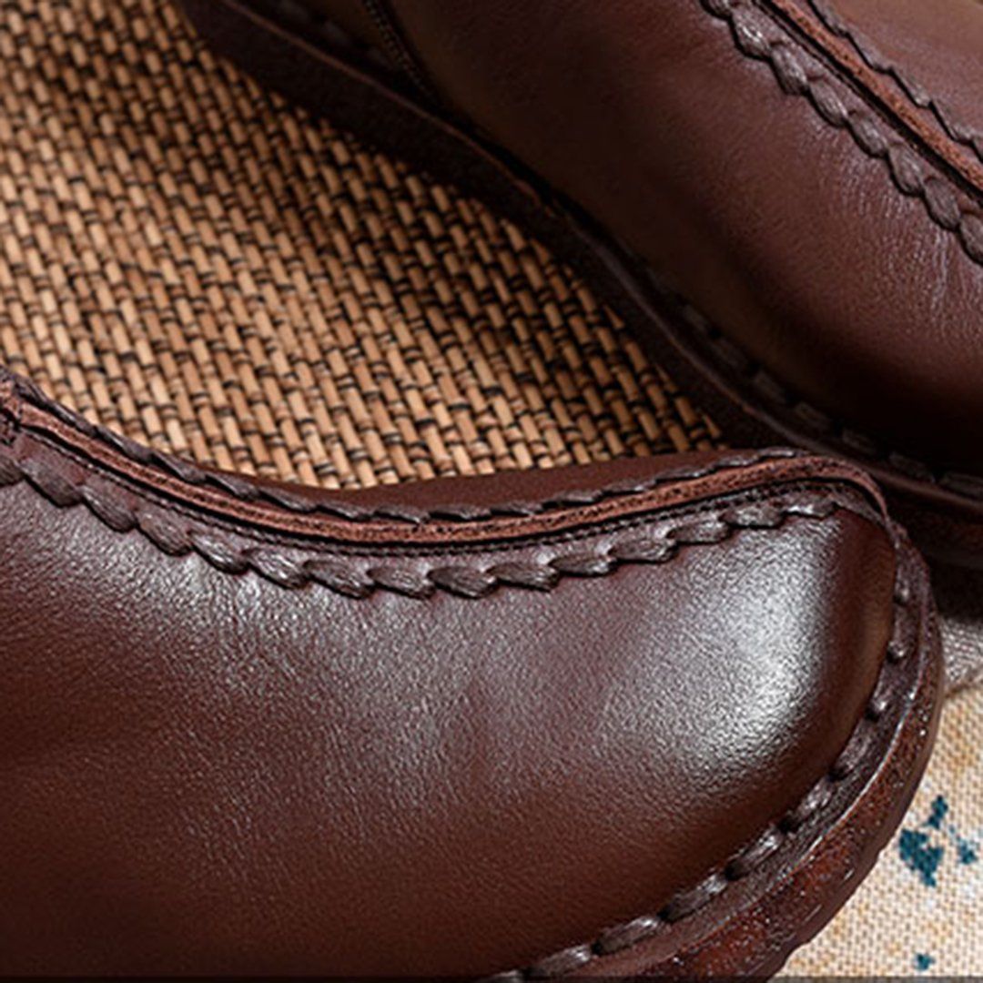 Leather Vintage Ethnic Style Soft Women Ankle Boots ( Added plush styles)