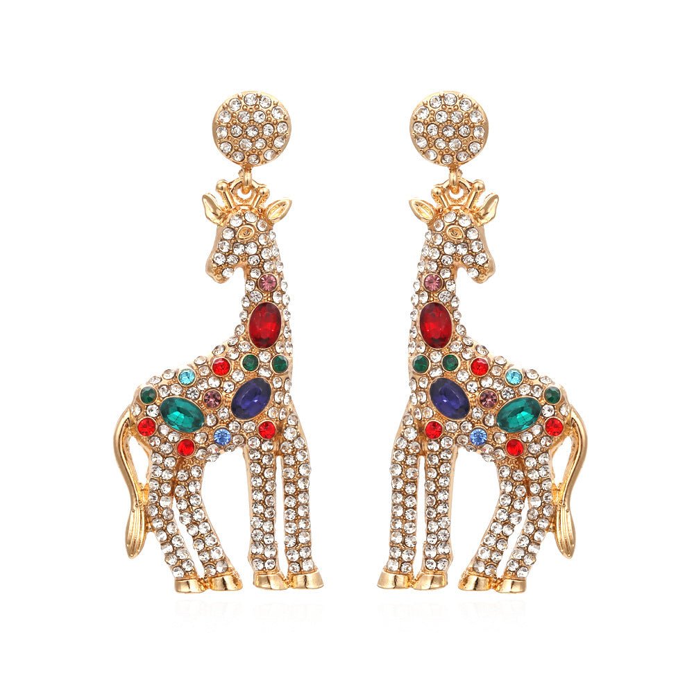 Pre Order:  Bejeweled Giraffe Drop Earrings