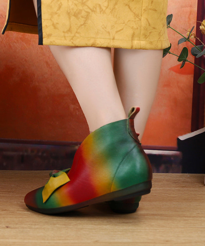 New Soft Flats Colorful Ethnic Style Women Bow Ankle Boots