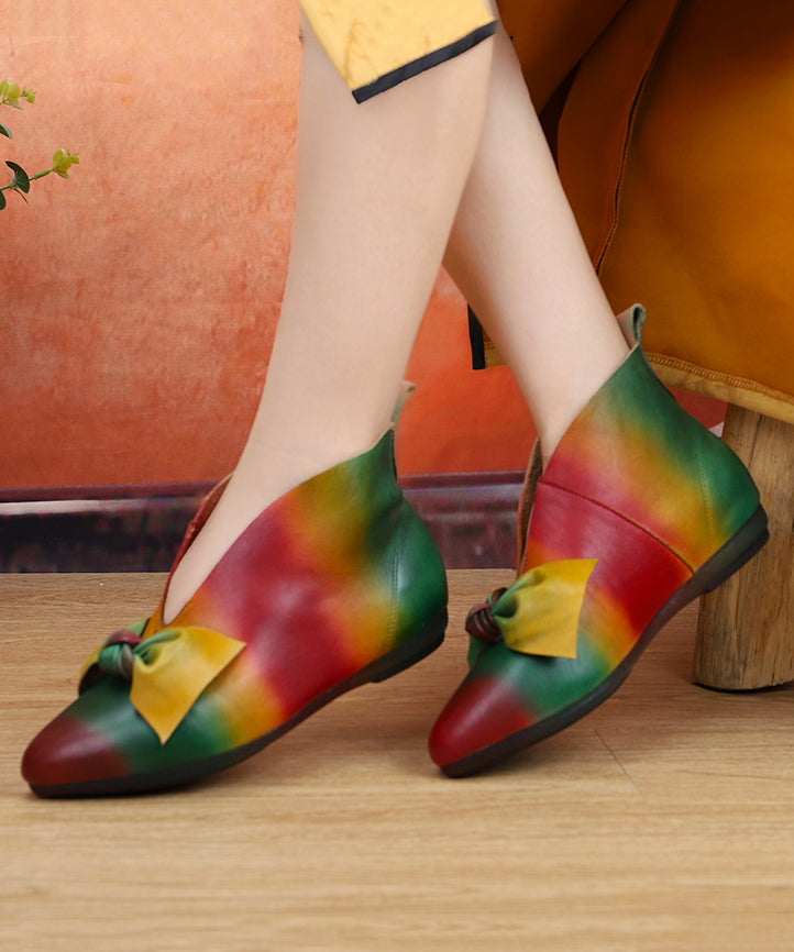 New Soft Flats Colorful Ethnic Style Women Bow Ankle Boots