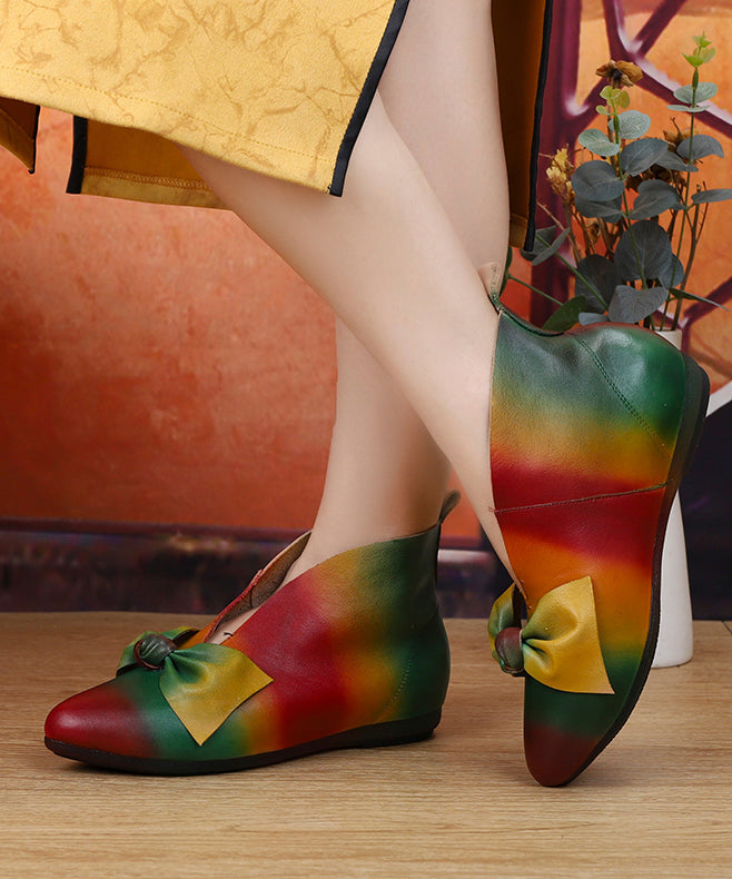 New Soft Flats Colorful Ethnic Style Women Bow Ankle Boots
