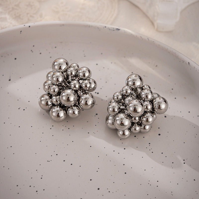 Grape Hollow Beads Stud Earrings