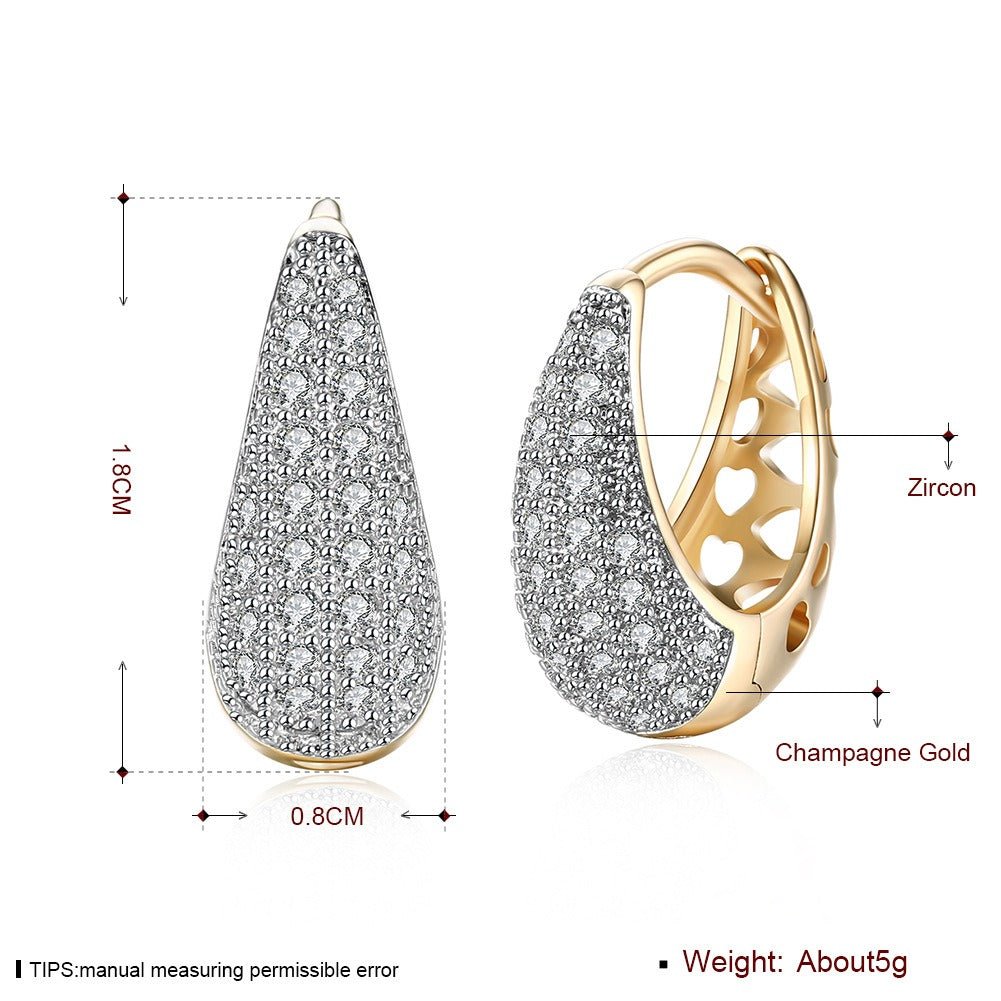 Hearts Zircon Copper Huggie Earrings