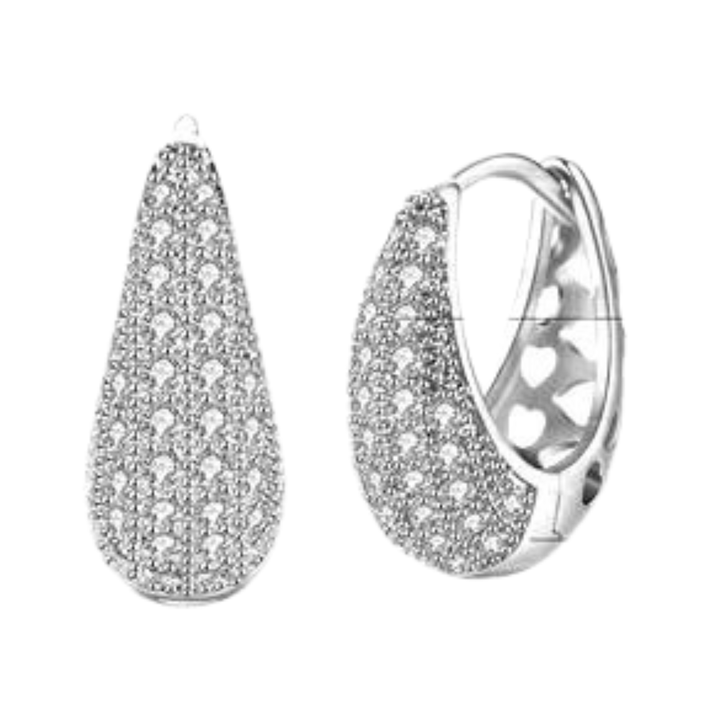 Hearts Zircon Copper Huggie Earrings