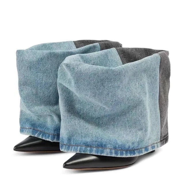 High-Heels Denim Short Boots