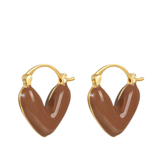 Vintage Enamel Love Heart Earrings