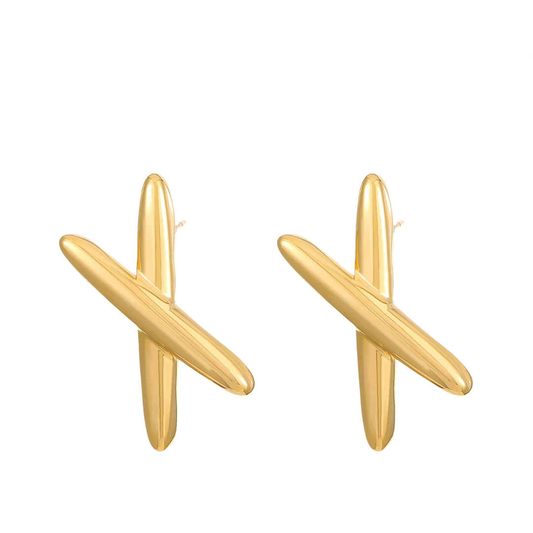 X- Shaped Stainless Steel Earrings