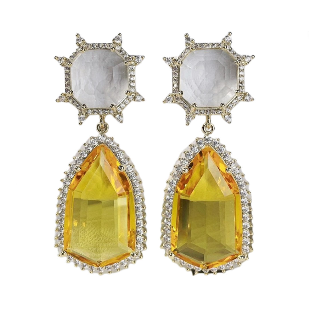Geometric Teardrop Zircon Earrings