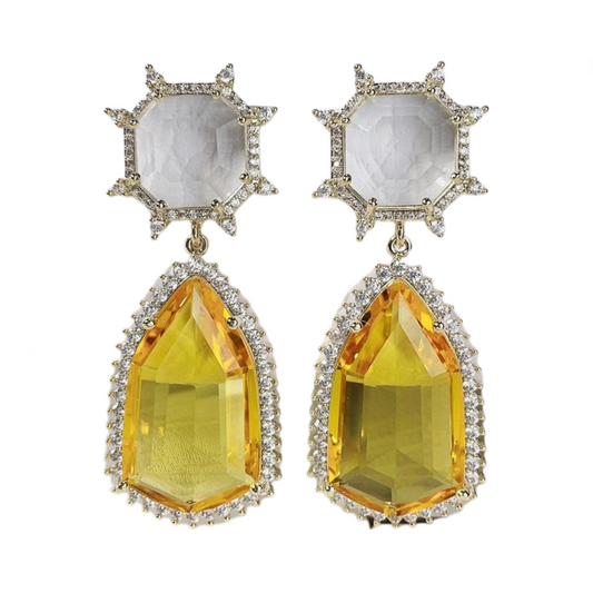Geometric Teardrop Zircon Earrings