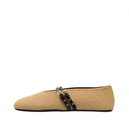 Double Buckle Strap Ballerina Flats