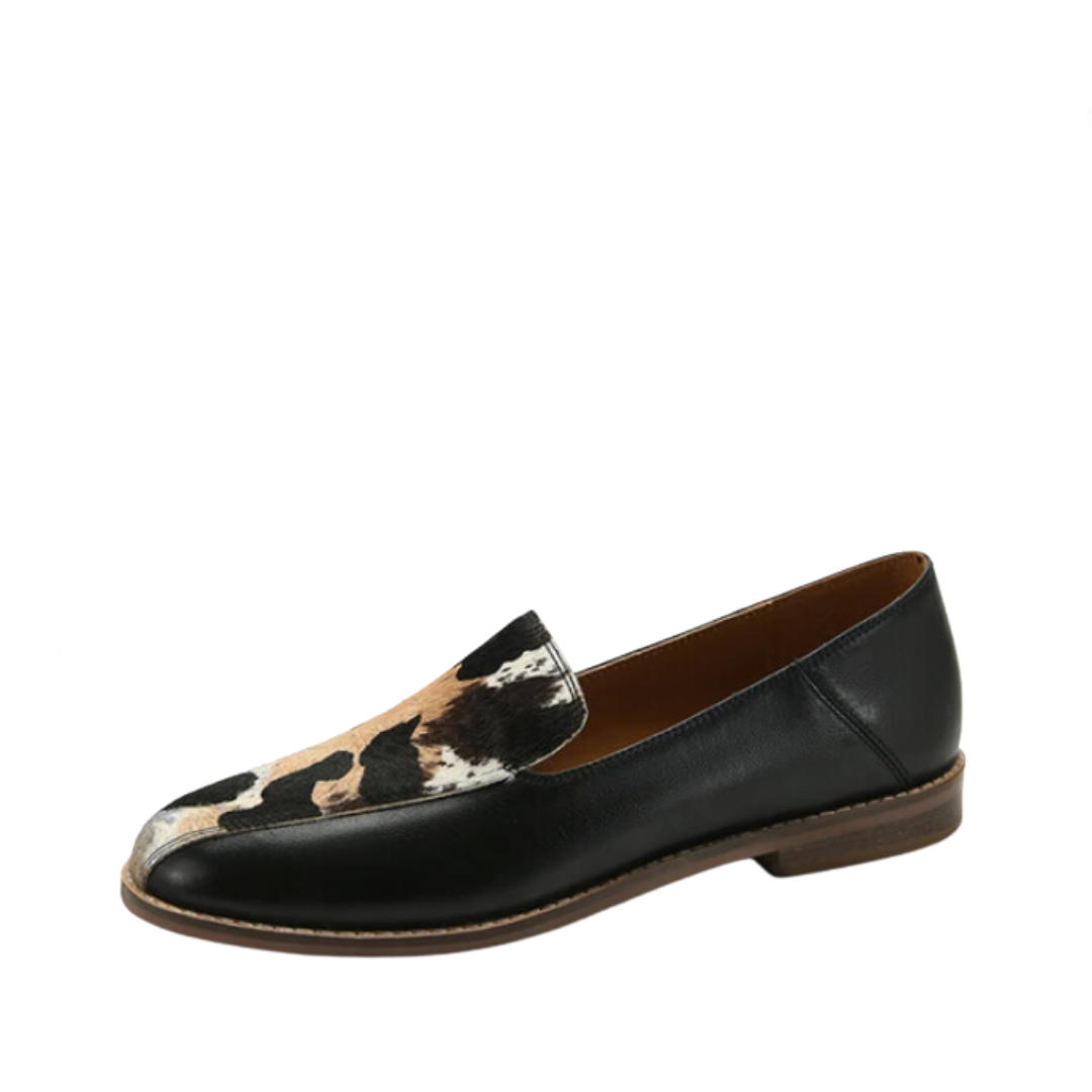 Mixed Color Animal Pattern Leather Loafers