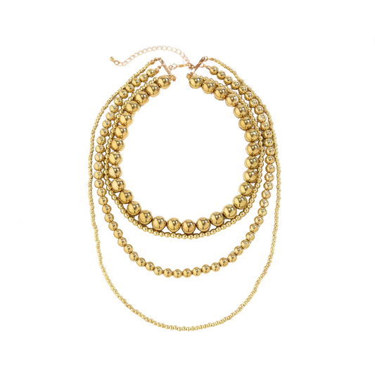 Vintage Multi Layered Round Bead Necklace