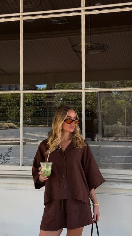Luna Button Up Shirt - Chocolate