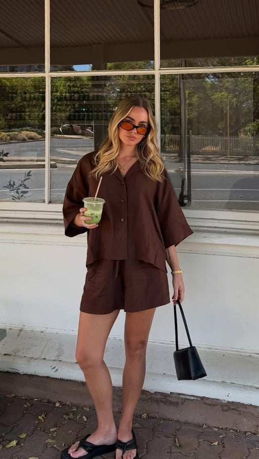 Luna Button Up Shirt - Chocolate