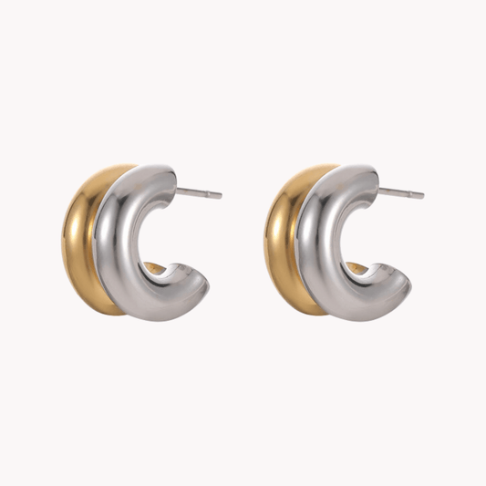 Two-Tone Open Hoops Earrings